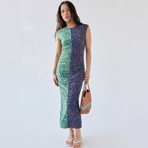 [lisa says gah] lina floral colorblock ruched maxi dress